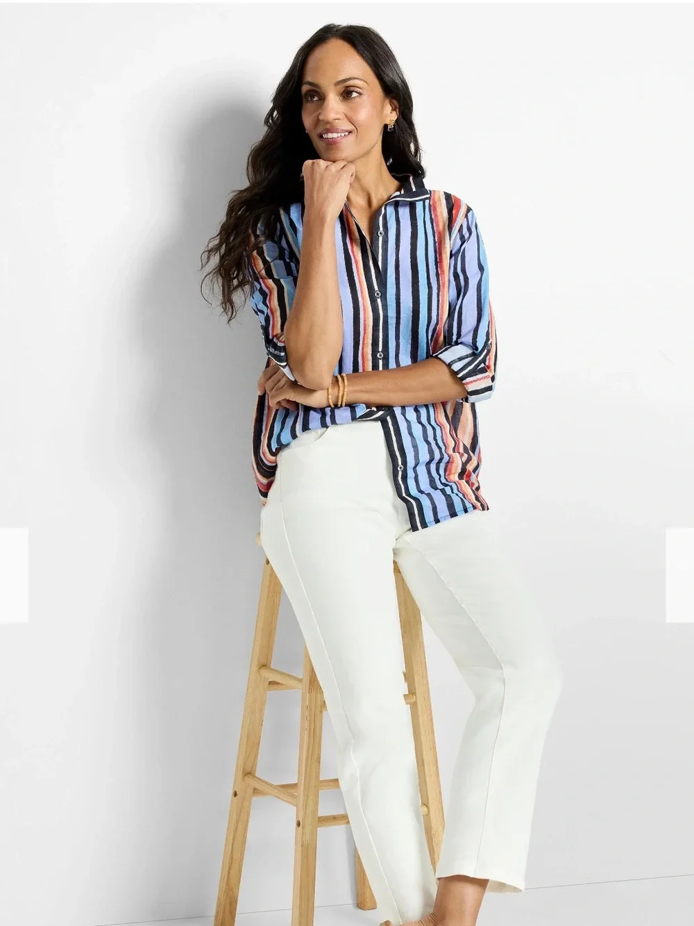NIC + ZOE PAINTED PENINSULA COTTON SHIRT XL - Picture 2 of 5